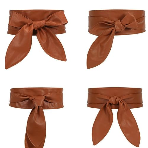 Utaly Fashion Wide Obi Belt for Women PU Leather Wrap Waistband for Dress skirt2