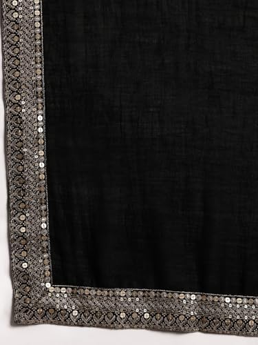 Image of Libas Printed Silk Blend Straight Kurta With Trouser and Dupatta