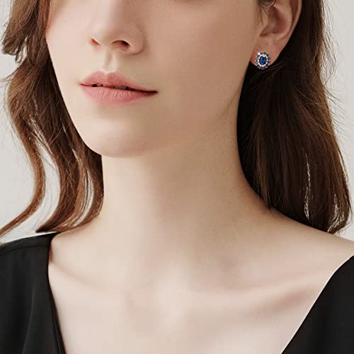 Richapex Sapphire Earrings for women, 18K Gold Plated Crystal Flower Earrings | Small Hoop Earring |Gold Earring for Women4