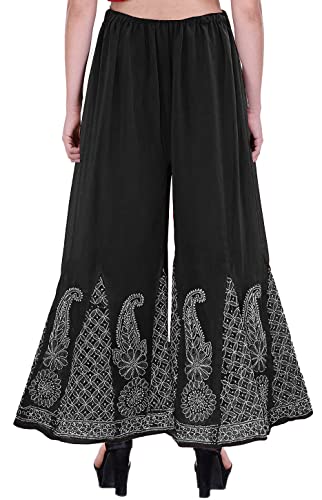 Image of Lavangi Women Lucknow Chikankari Hand Embroidered Chifffon Palazzo /Sharara (Free Size)