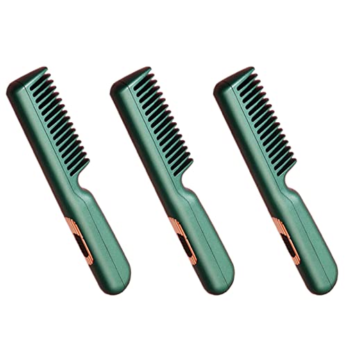 Ohewiiuk 3X Plancha de Pelo Eléctrica Inalámbrica Y Rizador 2 En 1 Peine Seco Mini Carga USB Alisado En Caliente Verde