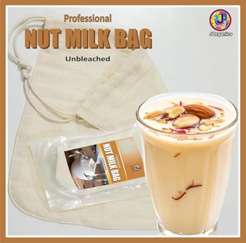 Image of Pure Cotton Nut Milk /Yogurt Bags for Straining, Juice | Reusable Straining Bag Spice Bag, Sprouting Beans Unbleached Cloth Bags for Kitchen -12 * 12 inch