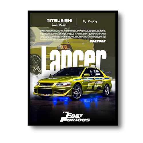 Image of Posternet MITSUBISHI Lancer Wall Poster Frames | 12x18 inch | Fast and Furious Themed JDM Cars | Hanging Wall Artwork Frames for Living Room, Bedroom, Office and Etc
