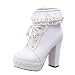 VECDY Schuhe Damen Boots Mode Stiefel Lolita süße Runde Zehen Schnürung Plattform High Heel Knöchel Schneestiefel 35-43