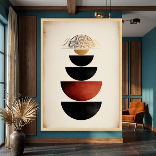 Motifs géométriques superposés grand tableau abstrait pour mur vide - 2