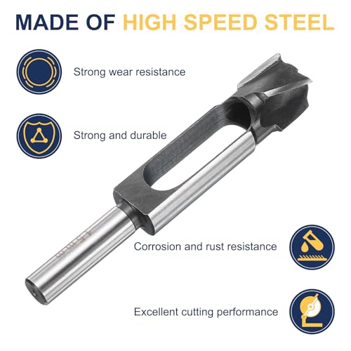 Image of HARFINGTON Wood Tenon Dowel Plug Cutter 15mm Metric Tenon Dowel Cutting Tools Drill Bit High Speed Steel Wood Plug Dowel Cutter with Round Shank for Woodworking Furniture Making