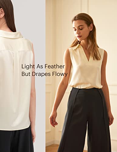 LilySilk Silk Shirts for Women 100% Pure Mulberry Silk Blouse Sleeveless Ladies V Neck Tops4