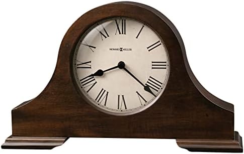 Howard Miller Humphrey Mantel Clock 635-143 – Distressed Hampton Cherry Finish, Rustic Home Decor, Aged Vintage Design, Black Accents, Quartz Movement