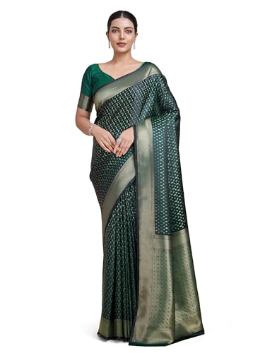 Image of Monjolika Fashion Women's Banarasi Pure Kanjivaram Style Satin Silk Saree With Blouse Piece for Wedding