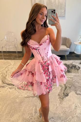 MAGGCIF Women's V Neck Homecoming Dresses Short with Pockets A Line Formal Glitter Evening Party Gowns3