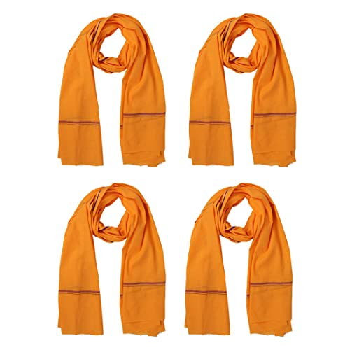 Image of Cotton Skin Friendly Summer Shrink Proof Bath Towel Pure Cotton Gamcha Soft 100% for Men Boys All Purpose Living Handloom (Mustard Pack of 4)