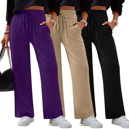 Pantalon de yoga jambes larges Neer x3 | Coupe ample taille haute à cordon