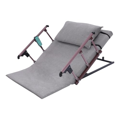Electric Lifting Bed Backrest for Elderly, 2-80° Adjustable Power Lifting Backrest Bed for Seniors, Auxiliary Back Rest with Foldable Guardrail, Short Mat, Leg Pad and Pillow, 661.39lbs Load (Gray)