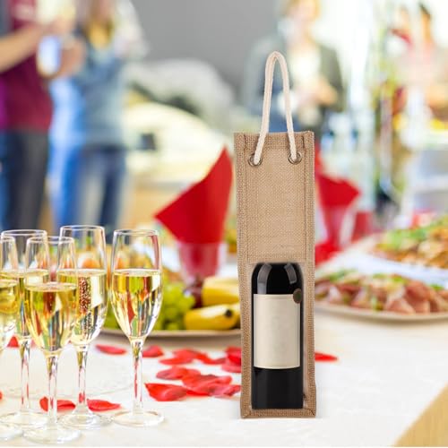 Bolsas de yute para vino de alta resistencia y acabado natural para celebraciones 5