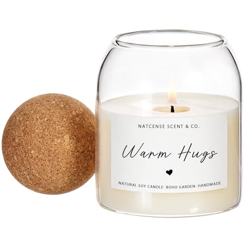 Warm Hug Candle Gifts for Women Men Best Friend - Warm Gift for Her Him - Soy Candle with Bergamot Lavender & Ambergris Scent - 45-50 Hours Burn Time (Warm Hug)
