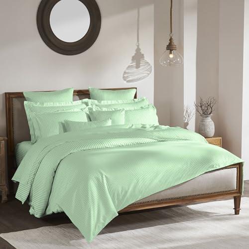 Image of MYTRIDENT Bedsheet for Double Bed, Classic King Size Bedsheet with 2 Pillow Covers, 210TC, 100% Cotton Bedsheet - Sea Foam