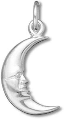 Plata de ley media luna Face encanto artículo 13993