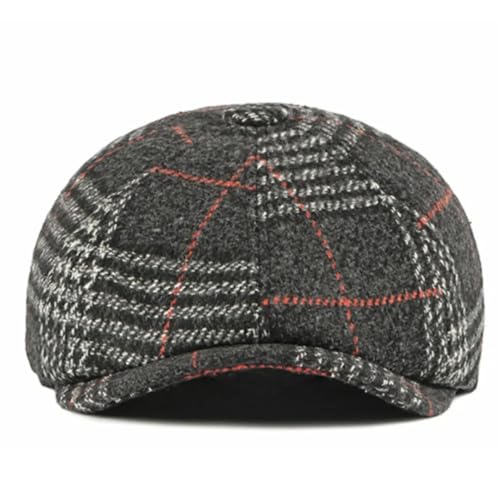 Image of The Tie Hub Wool Flat Cap for Men & Women | Adjustable Vintage Newsboy Gatsby Hat for Casual, Travel, Outdoor | Free Size Herringbone Ivy Style Cap
