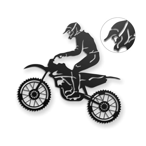 Image of METSY Wall Decor(Dirt Bike Rider) Metal Art, Made of 1.2mm Metal Sheet, Crafted with Laser Cutting,(PREMIUM FINISH),Scratch Resistant, Rust Resistant (Size: 45x43cm)
