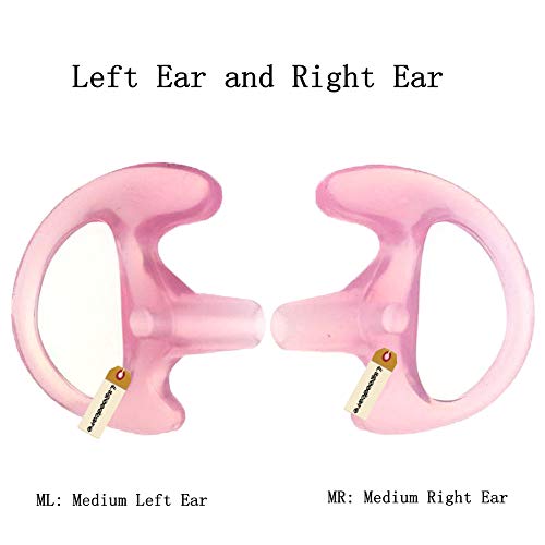 Two Way Radio Ear Mold Pink, Lsgoodcare Replacement Earbud Earmold Left Right Ear Piece Medium Compatible For Motorola Kenwood Midland Surveillance Acoustic Coil Tube Headset #TOP3