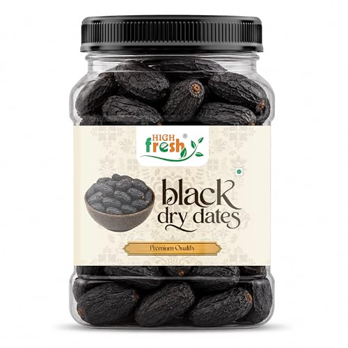 HighFresh Black Dry Dates 1KG | Premium Sukha Khajoor | Natural Dry Chuhara | Sweet Kharak | Traditional Indian Kharek | Jar Pack for Festive Use & Everyday Snacking