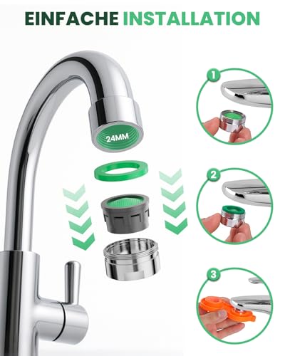 Honyear 10 Stück Strahlregler M24 - Wasserhahn sieb Einsatz, Mischdüse mit ABS-Filter inkl. Mischdüsenschlüssel,für Wasserhähne