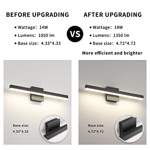 Joossnwell Led Bathroom Vanity Lighting Fixture Morden Bath Light Bar 23.62" Inch Black Wall Sconce 18W 4000K #TOP6