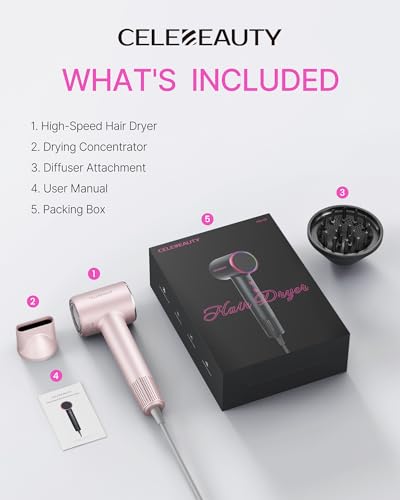 Image of Hair Dryer with Diffuser for Curly Hair, 200M Ionic Blow Dryer | 110,000 RPM blow dryer, magnetic concentrator, 5X fast drying, lightweight & low noise frizz control for home, travel