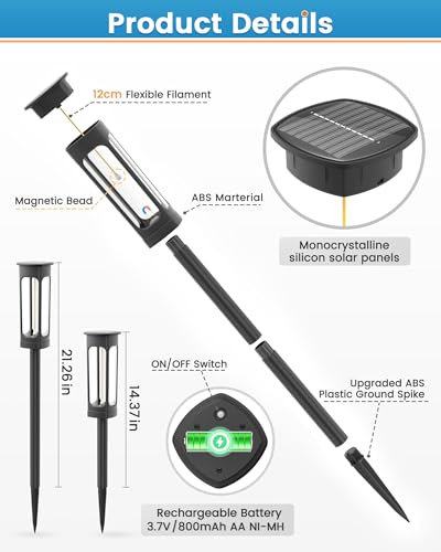 VOLISUN Solar Pathway Lights,12 Pack LED Solar Lights Outdoor Waterproof, Landscape Lighting,Cool Whtie Color Solar Path Lights,Landscape Lights,Solar Garden Lights for Yard Lawn Driveway Walkway — view 2