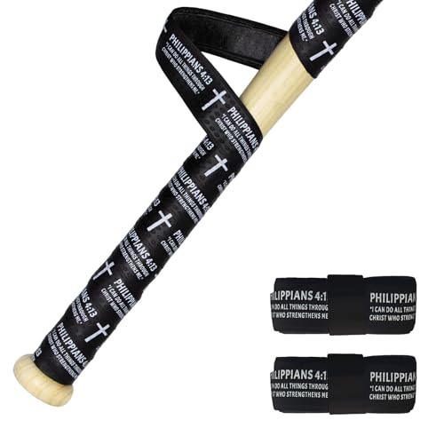 Duluvop 2 Pack Baseball Bat Grip Tapes,1.5mm Precut Full Adhesive Softball Grip Tape,Cross Faith Religious Non-Slip Baseball Batting Wrist Tape, Baseball Bat Grip Tapes Replacement - Black