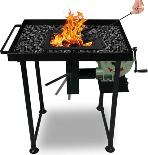 SIMOND STORE Coal Forge Stand with fire Pot & Hand Blower Blacksmith Forge kit - Perfect for fire pots & Hand blowers Blacksmithing Starter kit Steel Coal Forge kit Stand - Forge Starter kit