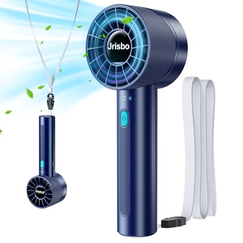 Jrisbo Portable Fan Handheld, High Speed Mini Personal Fan, 2600mAh Battery Powered USB Rechargeable Fan with 4 Speeds for Travel, Outdoor, Home, Office