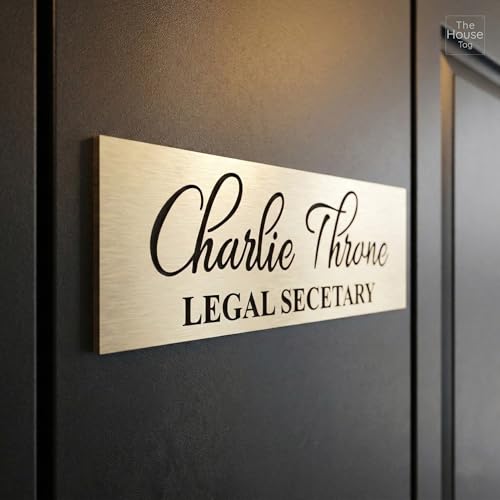 Image of Customized Self Adhesive Acrylic Name Plate for Home |Black and Brush Silver Acrylic Engraving Personalized Door Name Plate | Custom Name Board for House, Office & Entrance (12 x 4 Inch, Brush Silver)