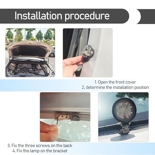 ZBGUN 2 PCS Car Grille LED Light Base Mounting Bracket, Angle-Adjustable Shock-Absorbing Hood Spotlight Non-Destructive Bracket, Car Auxiliary Fixing Accessories, Suitable for Most Car Models (Black) - Thumbnail 7