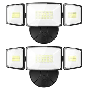 Onforu 2 Pack 60W Flood Lights Outdoor, 6000LM LED Flood Light Outdoor Switch Controlled, IP65 Waterproof Outdoor Flood Light Fixture with 3 Adjustable Heads, 6500K Security Light for Eave Garden Yard