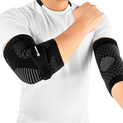 CAMBIVO Elbow Brace Set, 2Pcs Elbow Sleeve &1Pcs Tennis Elbow Brace for Women and Men, Adjustable Elbow Strap for Tennis & Golfer's Elbow, Pain Relief
