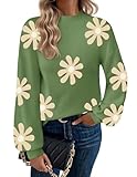 Zeagoo Sweaters for Women Fall Fashion 2025 Trendy Long Sleeve Turtleneck Pullover Lantern Knit Sweater Tops Green-Flower