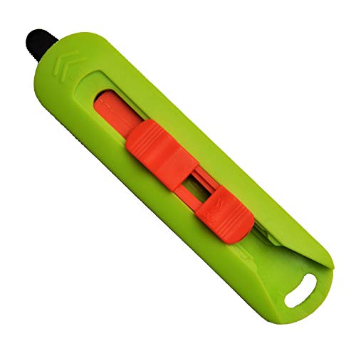 Canary Box Cutter Retractable Blade, Mini Box Opener Tool [Non-Stick Fluorine Coating Blade], Made In Japan, Green (Dc-15F-1) #TOP1