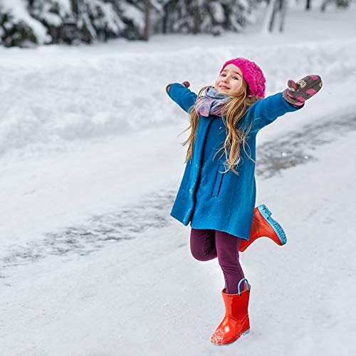 Puddle Play Toddler And Kids Waterproof Solid Rain Boots With Easy-On Handles - Orange With Blue Trimming- Size 10 Toddler #TOP2