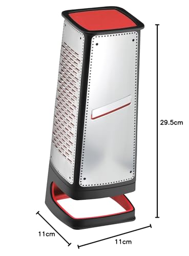 Foto von Silit Vierkantreibe mit Auffangbehälter, 29,5 x 11 x 11 cm, 4 Reibeflächen, Edelstahl, Kunststoff, Kartoffelreibe, Gurkenhobel