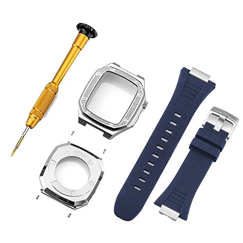 Kit modification Apple Watch band series 8 45mm avec boîtier métal acier pour iWatch 44 mm