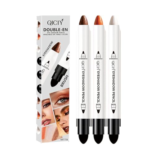 Image of ADMD Eyeshadow Stick Set Dual-Ended Colorful Pencil Crayon Creamy 2-in-1 Eyeshadow & Blending Brush for Easy Looks Shimmer Eye Shadow Sticks 3Colors