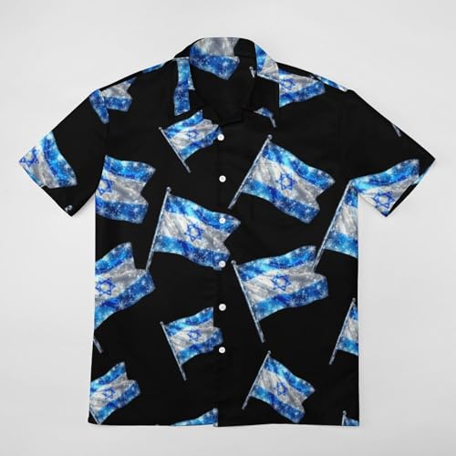 Israel Novelty Flag Casual Mens Shirts Hawaiian Button Down Short Sleeve T Shirt Tee Top2