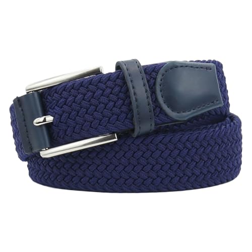 Image of Mixed Color Woven Stretch Braided Belts for Men and Women | Multicolored, Breathable, Casual, Golf, Elastic Woven, Unisex, for Pants Jeans, No Hole, Zinc Alloy Buckle
