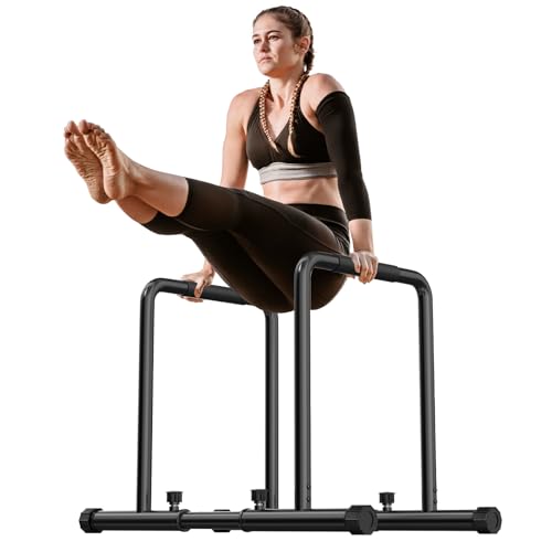 YOLEO Barras Paralelas Calistenia Adjustable, Carga 500KG, Dip Bar Fitness, Push Up Bars de Inmersión, Altura y Ancho Ajustables, Negro
