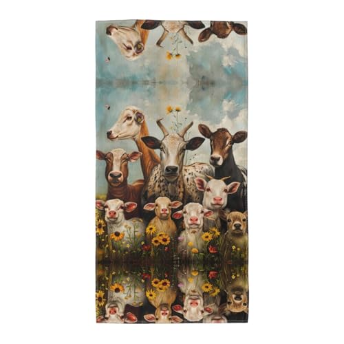 ERSDWRE Toallas de mano con estampado de animales de granja, toallas de baño, cocina, baño, gimnasio, toalla suave y absorbente para playa junto a la piscina
