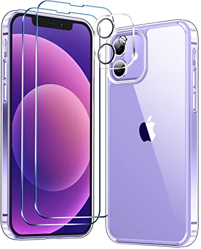 Temdan For Iphone 12 Case For Iphone 12 Pro Case, [12 Ft Military Grade Drop Protection] With 2 Pack [Glass Screen Protector+ Camera Lens Protector] Non-Slip Shockproof Case,Crystal Clear #TOP4