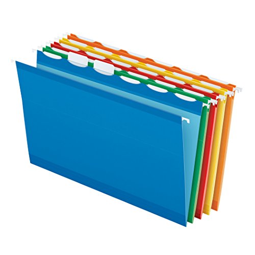 Pendaflex Ready-Tab Reinforced Hanging File Folders, Legal Size, Assorted Colors, 6 Tab, 25/BX (42597)
