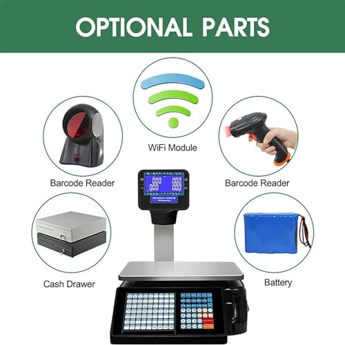 Báscula comercial digital con impresora y caja registradora 30kg miniatura 3