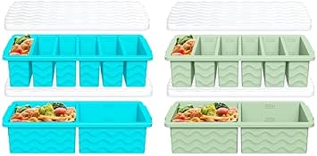 4-Pack Silicone Freezer Trays with Lid,4 Large 2-Cup500ml&12 Small 1/2-Cup75ml Soup Freezer Container Molds,Ice Cube Tray For Meal Prep&Freezing Soup,Stews,Sauces